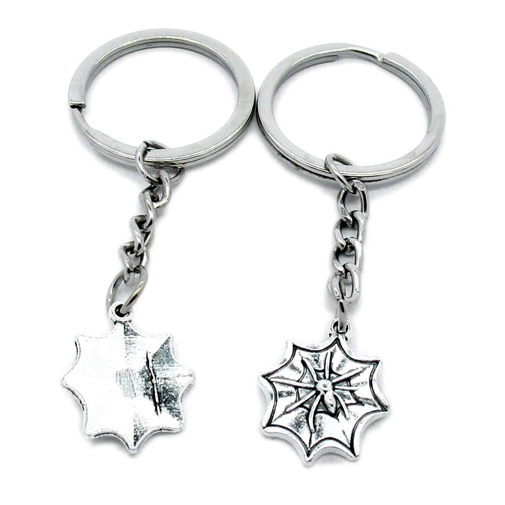 1 Item Metal Keychain Keyring Key Tags Chains Rings Jewelry Bag Charms E3IY8 Spider Net Cobweb
