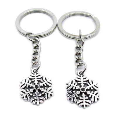 5 Items Metal Keychain Keyring Key Tags Chains Rings Jewelry Bag Charms HG7Y4 Snow Flake Snowflake