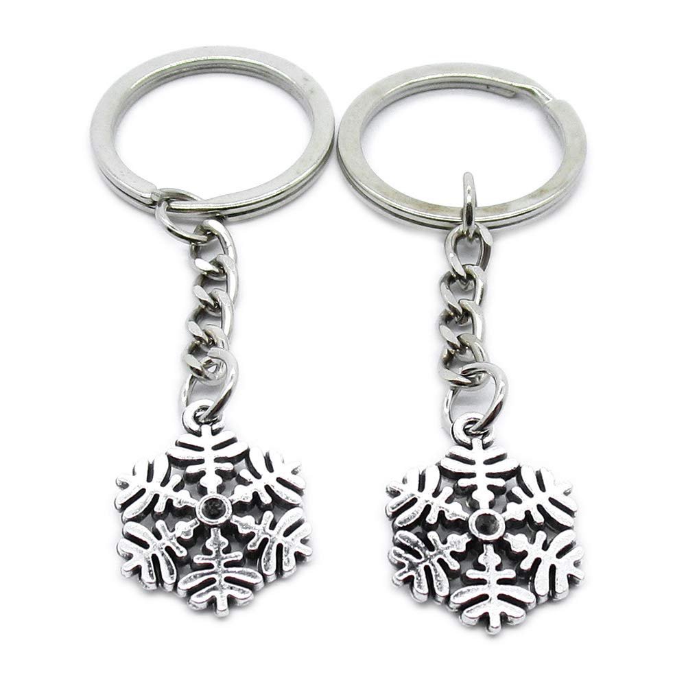 5 Items Metal Keychain Keyring Key Tags Chains Rings Jewelry Bag Charms HG7Y4 Snow Flake Snowflake
