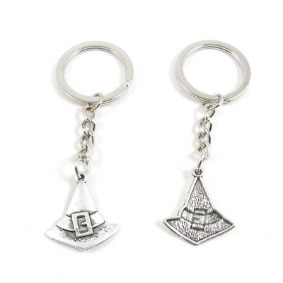 100 Items Metal Keychain Keyring Key Tags Chains Rings Jewelry Bag Charms C4XB1 Magic Hat