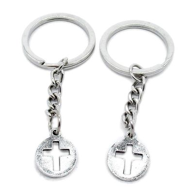 50 Items Metal Keychain Keyring Key Tags Chains Rings Jewelry Bag Charms B8GC0 Latin Cross Sign