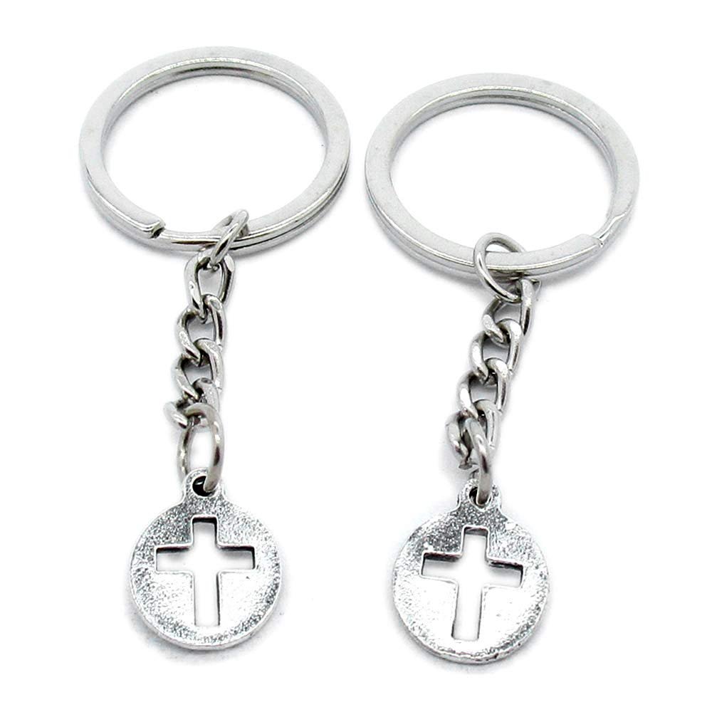 50 Items Metal Keychain Keyring Key Tags Chains Rings Jewelry Bag Charms B8GC0 Latin Cross Sign