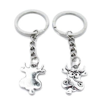 1 Item Metal Keychain Keyring Key Tags Chains Rings Jewelry Bag Charms J0KC6 Cartoon Calf Cow