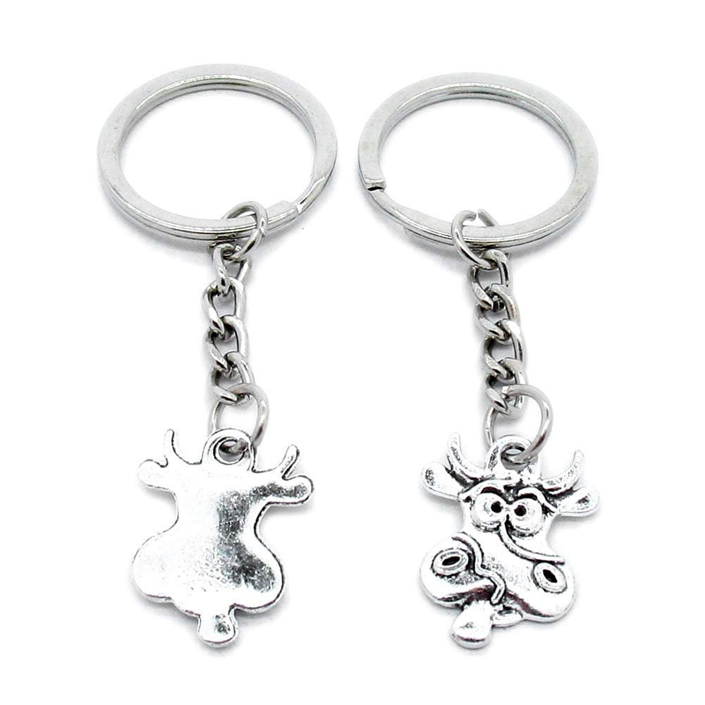 1 Item Metal Keychain Keyring Key Tags Chains Rings Jewelry Bag Charms J0KC6 Cartoon Calf Cow