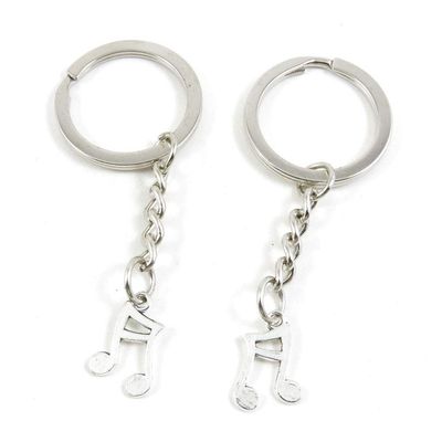 100 Items Metal Keychain Keyring Key Tags Chains Rings Jewelry Bag Charms B4IS9 Music Musical Note