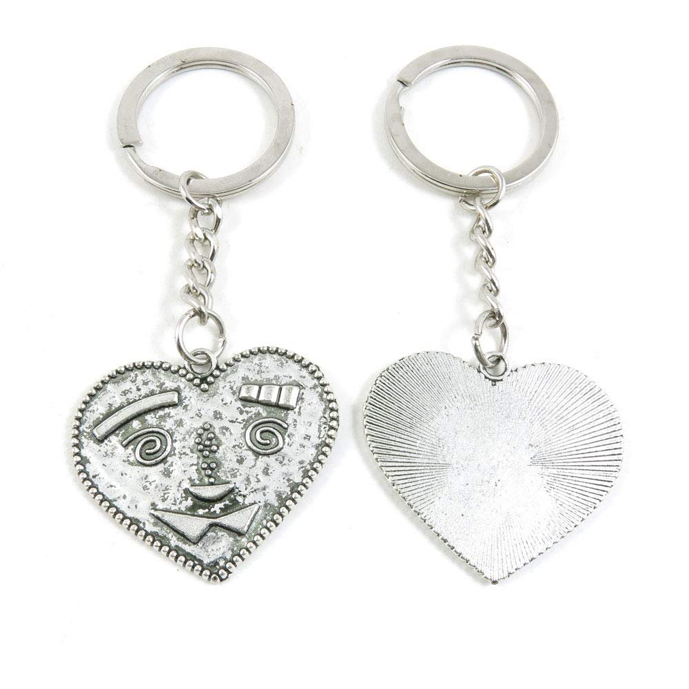 1 Item Metal Keychain Keyring Key Tags Chains Rings Jewelry Bag Charms E5ZC0 Cartoon Face Love Heart