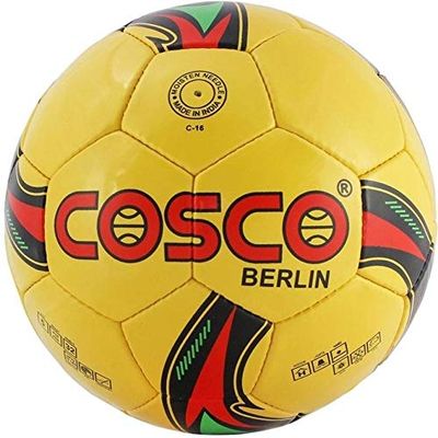 Cosco Berlin Football Size 5 Hand Stitched for Men Women Outdoor Play Yellow Color