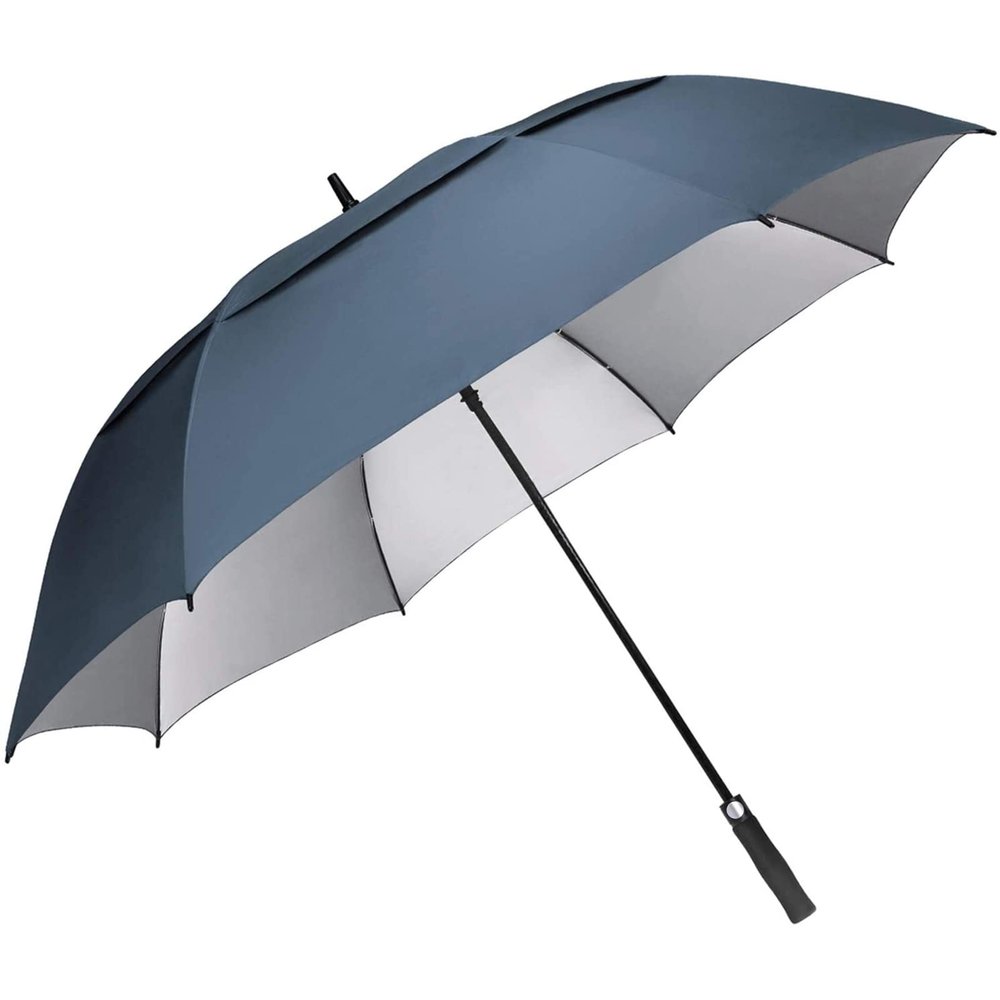 G4Free 62 inch Extra Large Windproof Golf Umbrella Automatic Open Umbrella Double Canopy Vented Sun UV Protection Oversize Stick Umbrellas?Dark Blue?
