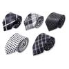 145CM Men's Tie Squared Dot Pattern Neck Tie Black White+Gift Box (A1) view 1