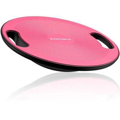 EVERYMILE Wobble Balance Board, Exercise Balance Stability Trainer Portable Balance Board with Handle for Workout Core Trainer Physical Therapy & Gym Diameter No-Skid Surface 15.7" Pink