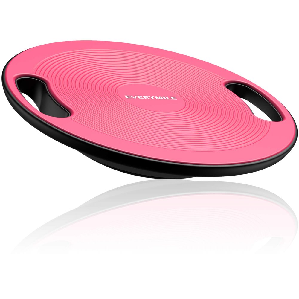 EVERYMILE Wobble Balance Board, Exercise Balance Stability Trainer Portable Balance Board with Handle for Workout Core Trainer Physical Therapy & Gym Diameter No-Skid Surface 15.7" Pink