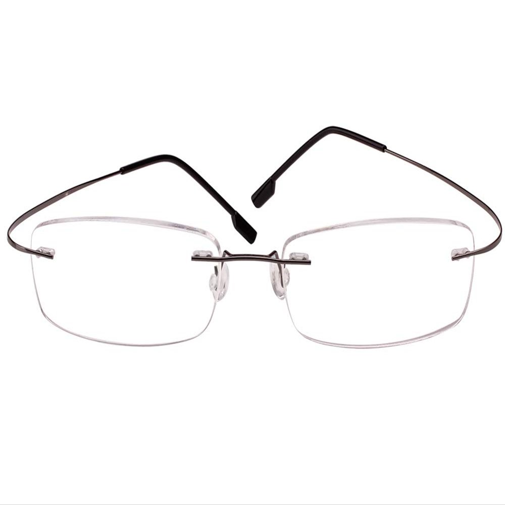 Poxas Memory Titanium Frameless Lightweight Reading Glasses Hingeless Flexibled Frames for Mens Womens (Grey, 2.5)