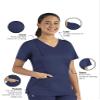 Maevn Matrix Womens Modern Fit Double V-Neck Medical Nurse Scrub Top, 3 Pockets, Inner Utility Loop, Bungee Loop Navy view 2
