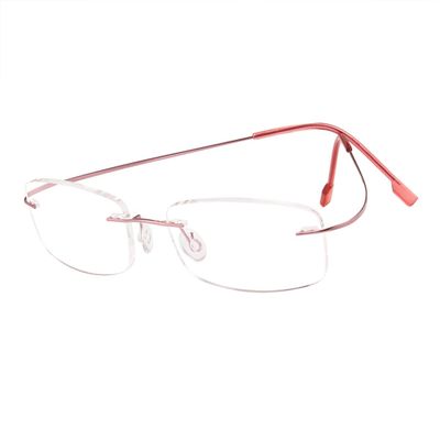 Poxas Memory Titanium Frameless Lightweight Reading Glasses Hingeless Flexibled Frames for Mens Womens (Pink, 4.0)