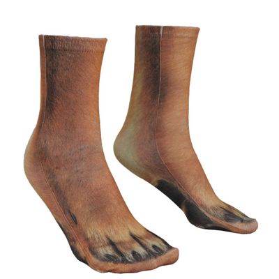 NOVELTY GIANT WWW.NOVELTYGIANT.COM Kids 3D Animal Paw Feet Print Foot Crew Socks Elastic Hosiery Dog