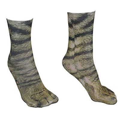 NOVELTY GIANT WWW.NOVELTYGIANT.COM Kids 3D Animal Paw Feet Print Foot Crew Socks Elastic Hosiery Cat