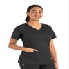 Maevn Matrix Womens Modern Fit Double V-Neck Medical Nurse Scrub Top, 3 Pockets, Inner Utility Loop, Bungee Loop Black view 1