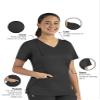 Maevn Matrix Womens Modern Fit Double V-Neck Medical Nurse Scrub Top, 3 Pockets, Inner Utility Loop, Bungee Loop Black view 2