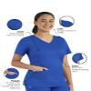Maevn Matrix Womens Modern Fit Double V-Neck Medical Nurse Scrub Top, 3 Pockets, Inner Utility Loop, Bungee Loop Royal Blue view 2