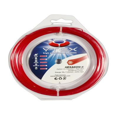 YTEX Hexagon-X Pearl Red Tennis Racquet String Set (16L Gauge, 1.25mm)