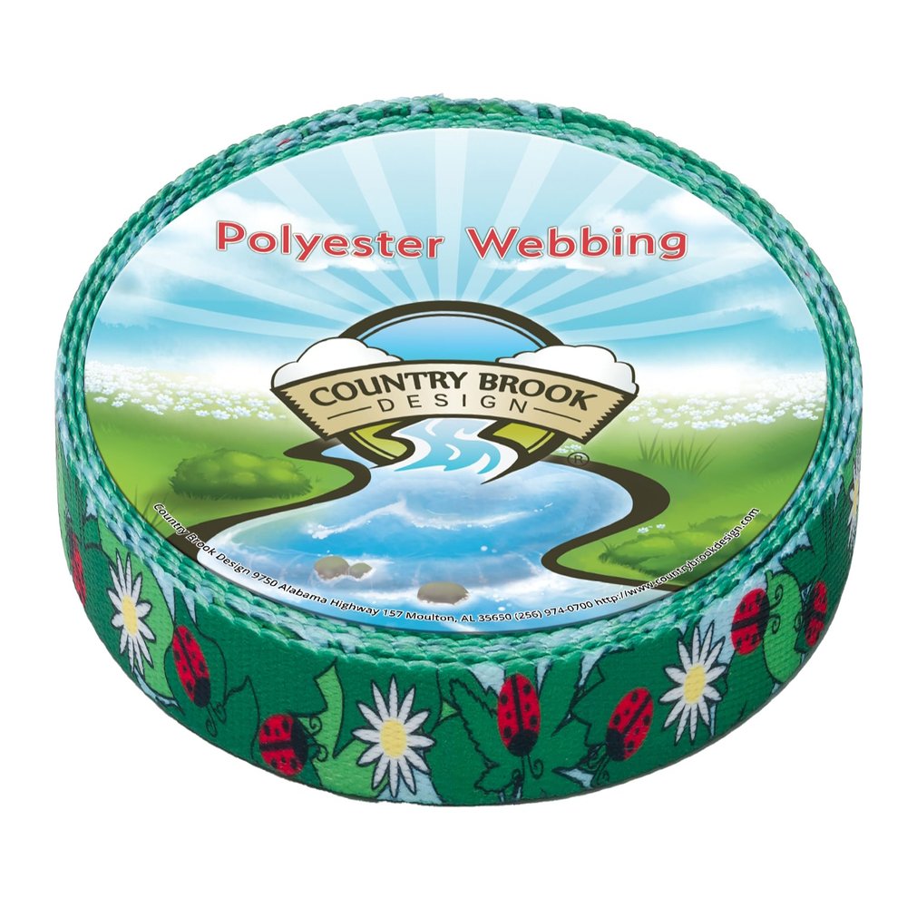 Country Brook Design - Ladybug Picnic Polyester Webbing (3/4 Inch, 20 Yards)