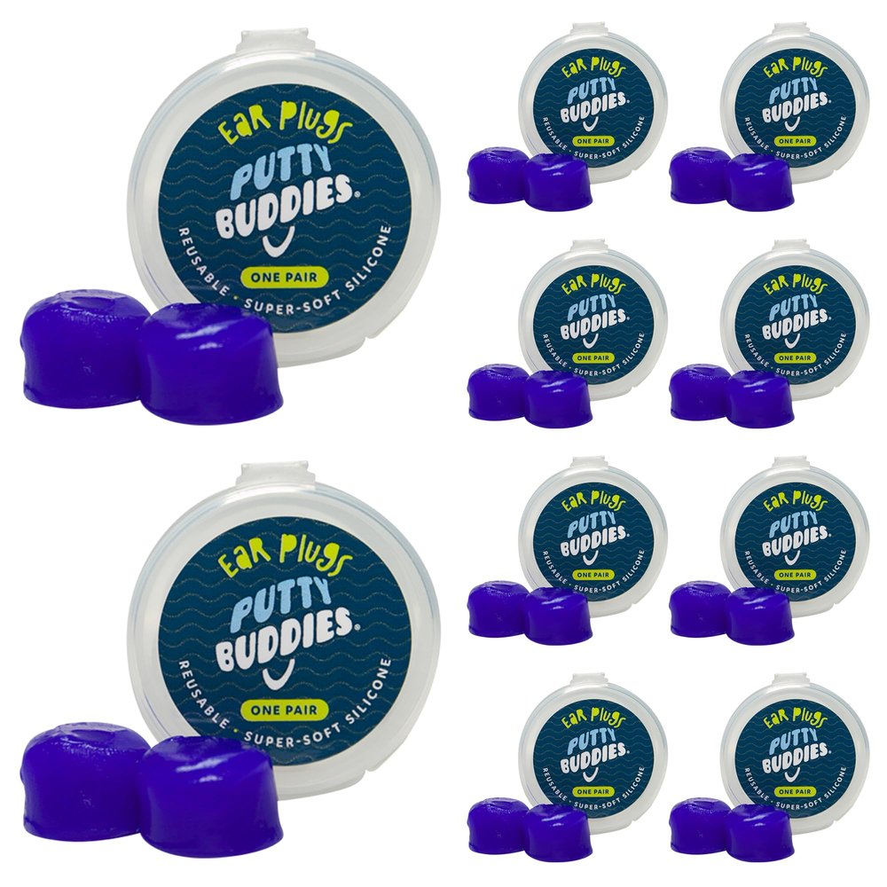 Earvolution Putty Buddies Earplugs for Swimming and Bathing - Doctor-Invented, Made in USA, Moldable Premium Silicone Plugs Help Prevent Swimmer's Ear, 10 Pair Pack - Blue