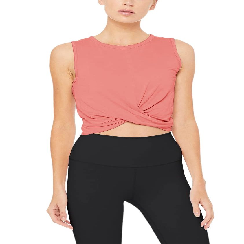 Bestisun Womens Workout Tops Cropped Tank Sleeveless Yoga Pilates Athletic Shirts Gym Clothes Rose S