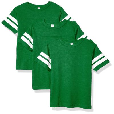 AquaGuard Girls' Big Youth Fine Jersey Football Tee-3 Pack, VN Green/BD White, L