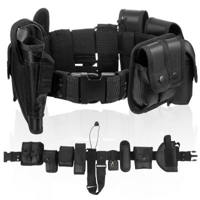 abcGoodefg 10 in 1 Black Utility Belt Tactical Police Security Belts with Pouch Men/Women Law Enforcement Duty Belt for Costume Hunting Game Belts & Bags (10 PCS, Black)