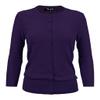YEMAK Women's Knit Cardigan Sweater  3/4 Sleeve Crewneck Basic Classic Casual Button Down Soft Lightweight Knitted Top CO079-Grape-2X view 1