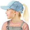 C.C Kids 2-7 Ponytail Messy Buns Ponycaps Baseball Visor Cap Hat Glitter Lt. Blue view 1