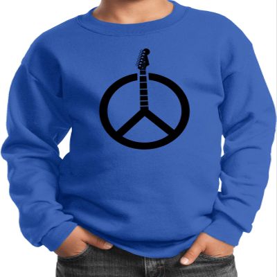 Guitar Peace Youth Kids Sweatshirt, Royal Large