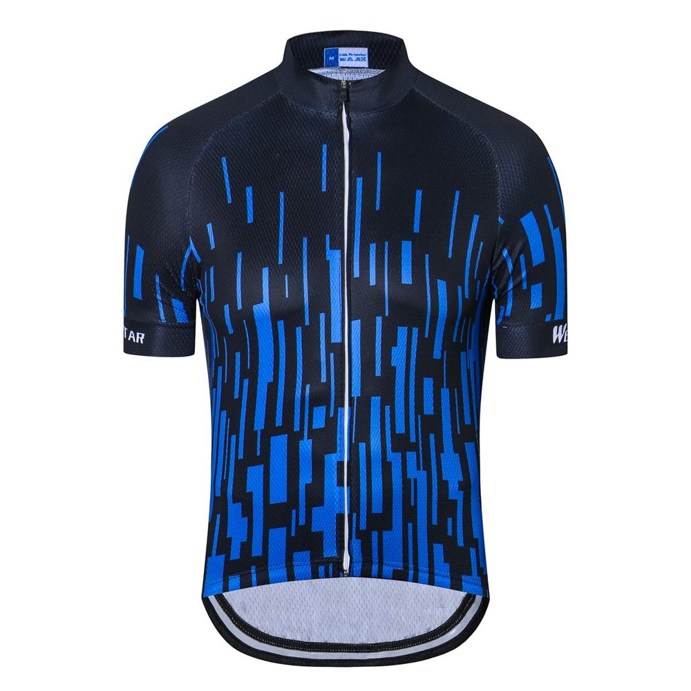 Weimostar Men's Cycling Jersey Short Sleeve Bike Shirt Riding Tops Outdoor MTB Bicycle Clothing Black Blue Size L