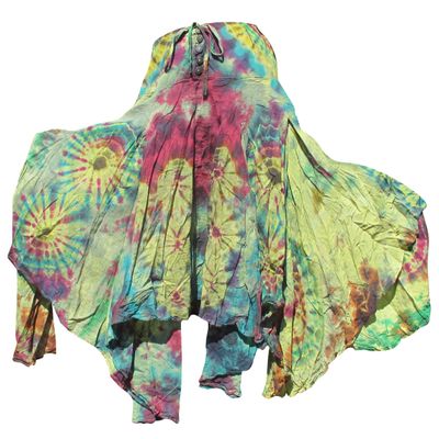 Full Funk Wide Pleated Full Flowing Gypsy Maxi Dancing Skirt Tie Dyed, Medium, Asparagus Green