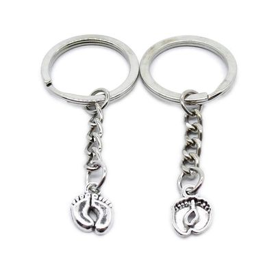 5 Items Metal Keychain Keyring Key Tags Chains Rings Jewelry Bag Charms AI1F4 Feet Foot Footprints
