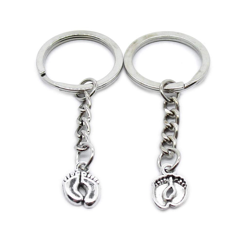 5 Items Metal Keychain Keyring Key Tags Chains Rings Jewelry Bag Charms AI1F4 Feet Foot Footprints