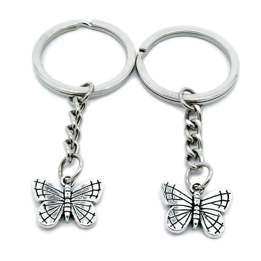 5 Items Metal Keychain Keyring Key Tags Chains Rings Jewelry Bag Charms F1EW3 Butterfly