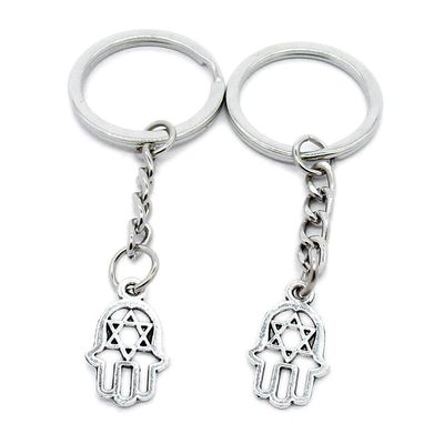 100 Items Metal Keychain Keyring Key Tags Chains Rings Jewelry Bag Charms M3YT9 Hamesh Hamsa Hand of Fatima