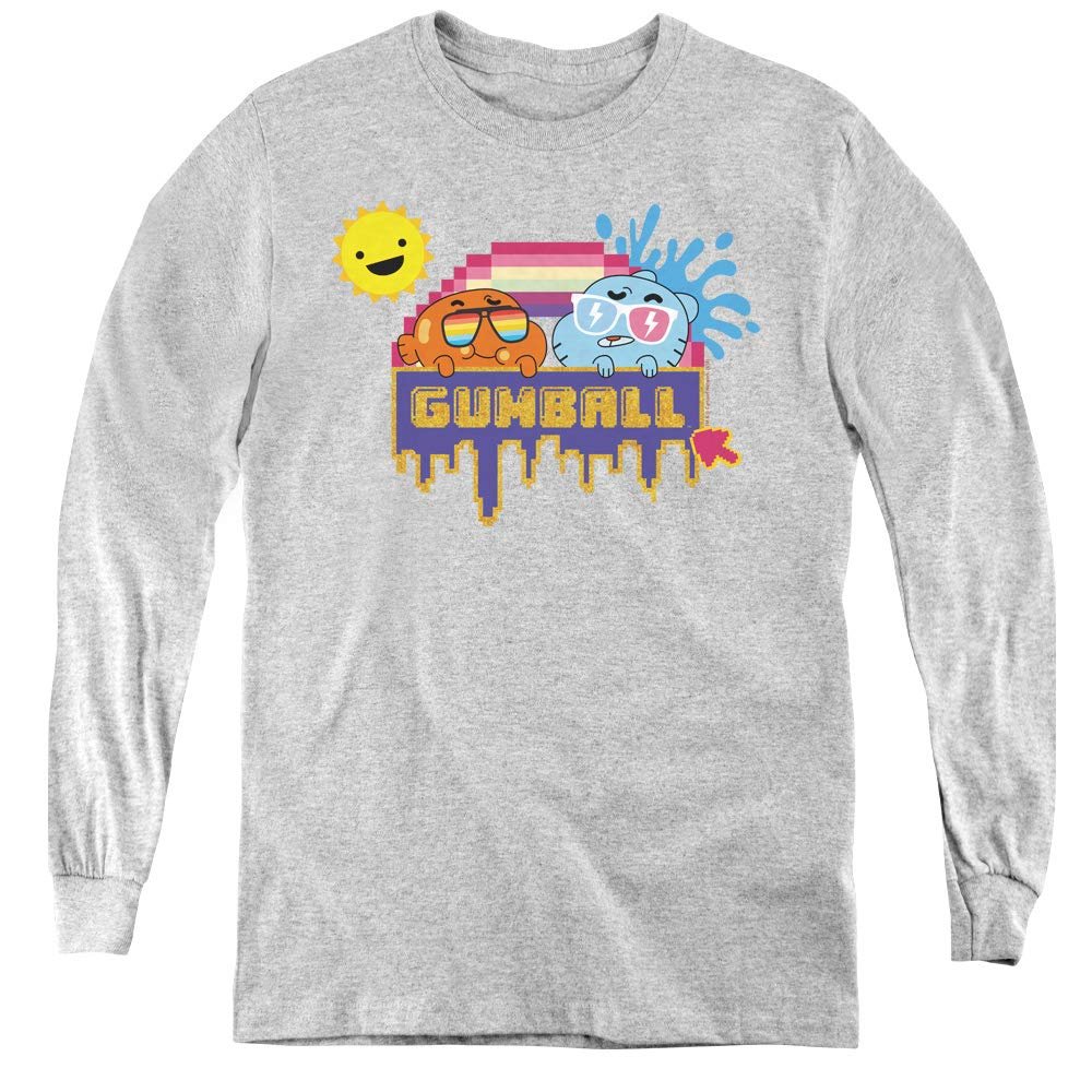 Trevco Amazing World of Gumball Youth Long Sleeve T Shirt, X-Large Athletic Heather