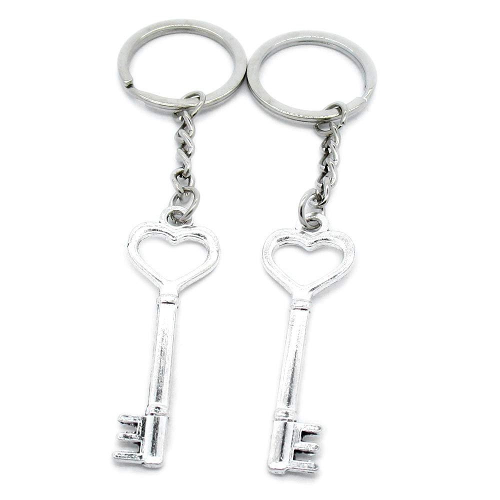 1 Item Metal Keychain Keyring Key Tags Chains Rings Jewelry Bag Charms E7UV6 Love Heart Skeleton Key