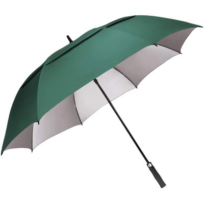 G4Free 62 inch Extra Large Windproof Golf Umbrella Auto Open Umbrella Double Canopy Vented Anti UV Sun Protection Oversize Stick UmbrellasDark Green