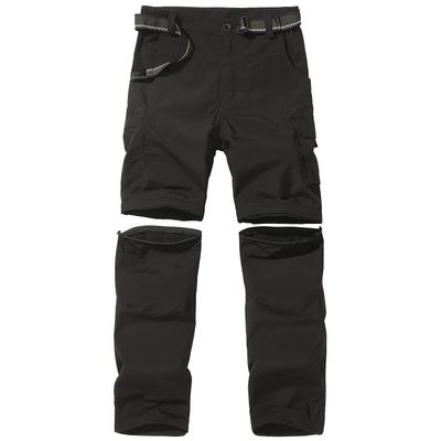 JOMLUN Boys Casual Quick Dry Outdoor Pants Hiking Climbing Convertible Trouser Kids' Cargo Pants Black