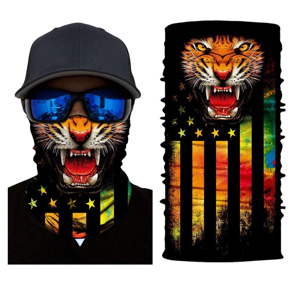 Tiger Sun Scarf Camo Headwear Face Scarf Headband Neck Gaiter Cap Bandana Balaclava Headwrap Magic Scarf Tube