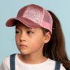 C.C Kids Glitter Ponytail Baseball Cap  Sparkly Toddler Trucker Hat for Girls with Messy Bun Slot, Adjustable Velcro, Fits 20"-21" Head Circumference (Ages 2-5) (Pink) view 2