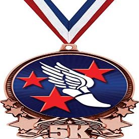 5K Medals, 3" Majestic Winged Foot Medal, Great 5K Running Medal Awards Bronze 50 Pack Prime
