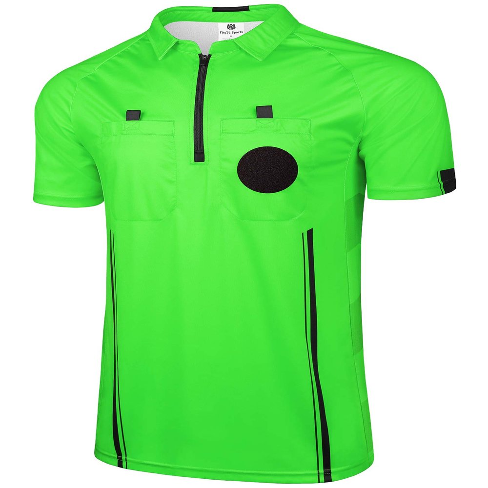 FitsT4 Sports Pro Soccer Referee Jersey Short Sleeve Ref Shirts Green Large