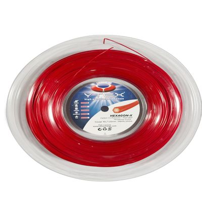 YTEX Hexagon-X Pearl Red Tennis Racquet String Reel (16L Gauge, 1.25mm)