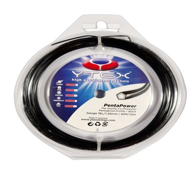 YTEX PentaPower Black Tennis Racquet String Set (16L Gauge, 1.28mm)