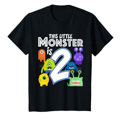 2 Year Old Monster Birthday Party Alien Monsters 2nd Gift T-Shirt