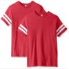 AquaGuard Girls' Big Youth Fine Jersey Football Tee-2 Pack, V Heathert Pink/BD White, Medium